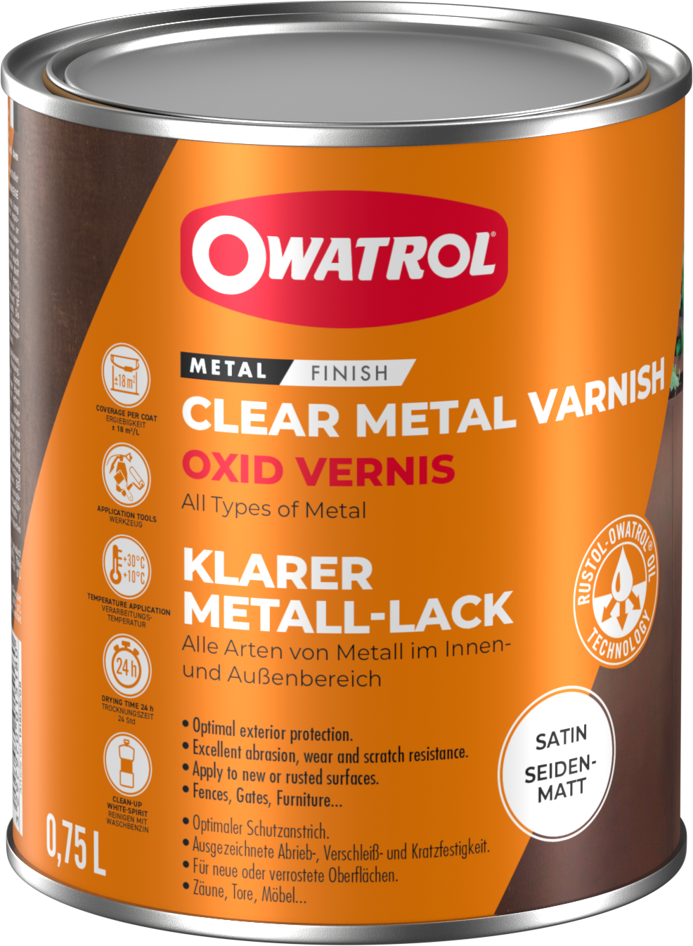 Oxid Vernis SEIDENMATT - Farbloser Metallkonservierungslack