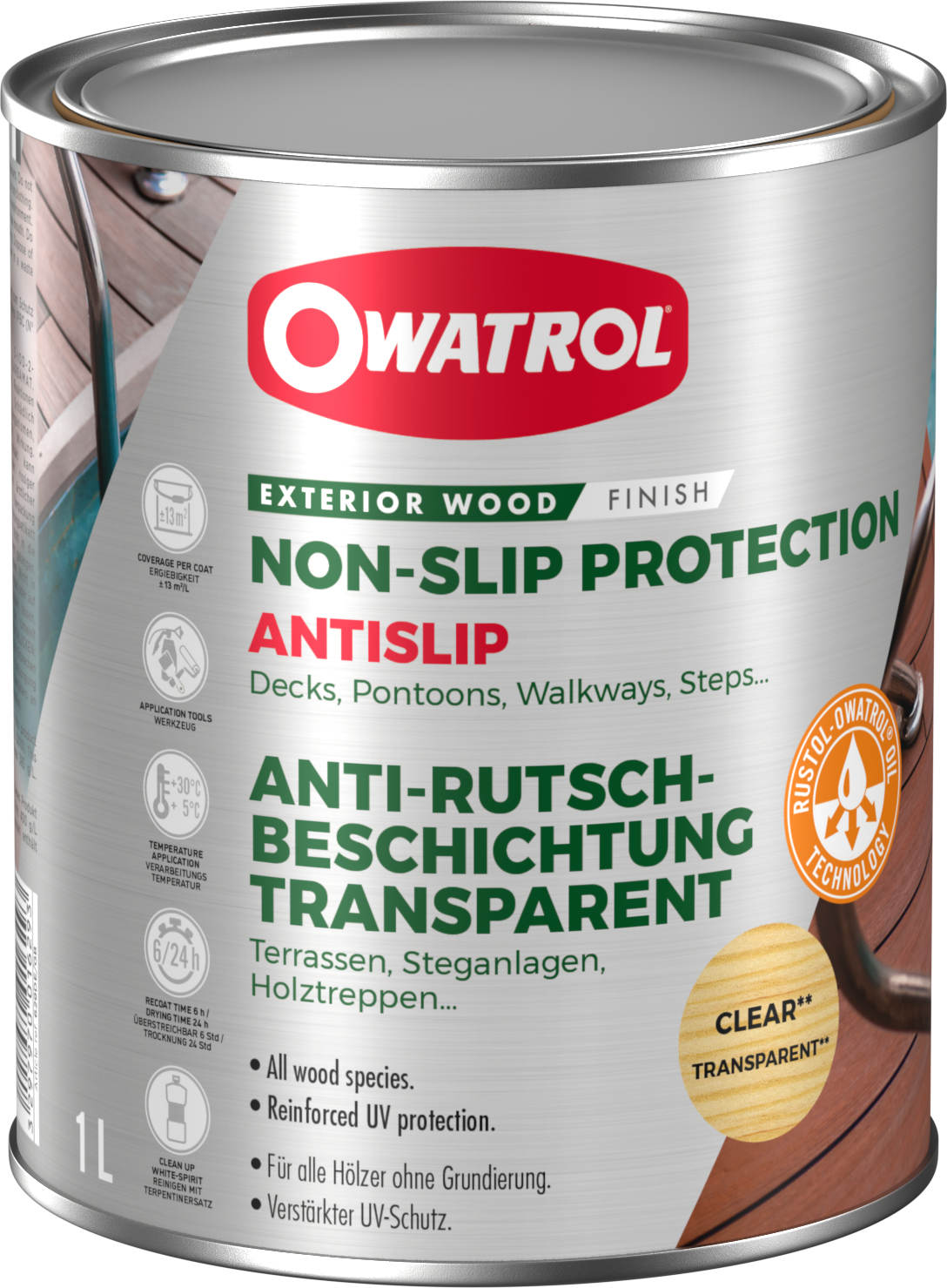 Antislip - Anti-Rutsch Holzbeschichtung, seidenmatt